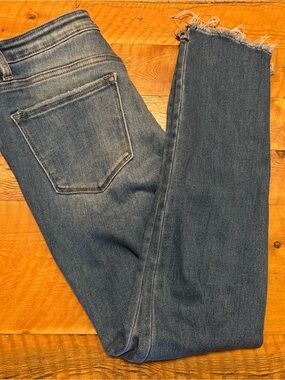 Frayed Hem Vervet Denim Jeans